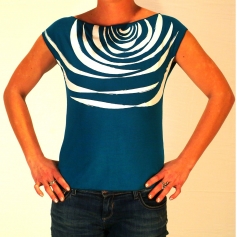Tee shirt original sérigraphié motif zébré turquoise